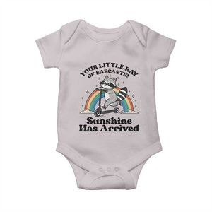 Funny Raccoon Rainbow Baby Onesie Your Little Ray Of Sarcastic Sunshine Has Arrived TS14 Ice Gray Print Your Wear