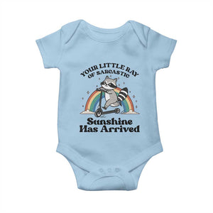 Funny Raccoon Rainbow Baby Onesie Your Little Ray Of Sarcastic Sunshine Has Arrived TS14 Light Blue Print Your Wear