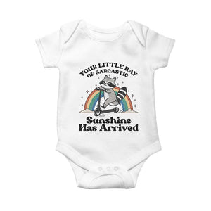 Funny Raccoon Rainbow Baby Onesie Your Little Ray Of Sarcastic Sunshine Has Arrived TS14 White Print Your Wear
