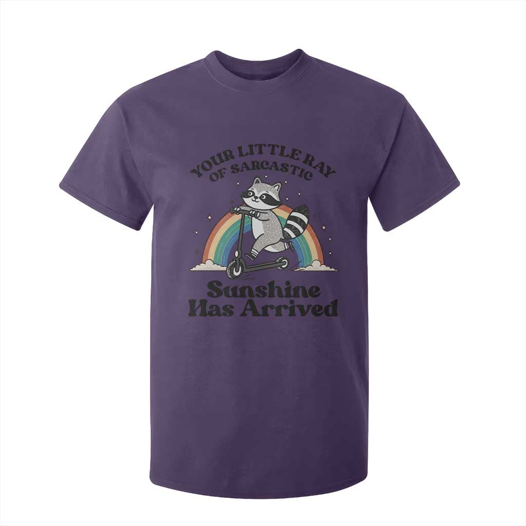 Funny Raccoon Rainbow T Shirt For Kid Your Little Ray Of Sarcastic Sunshine Has Arrived TS14 Purple Print Your Wear