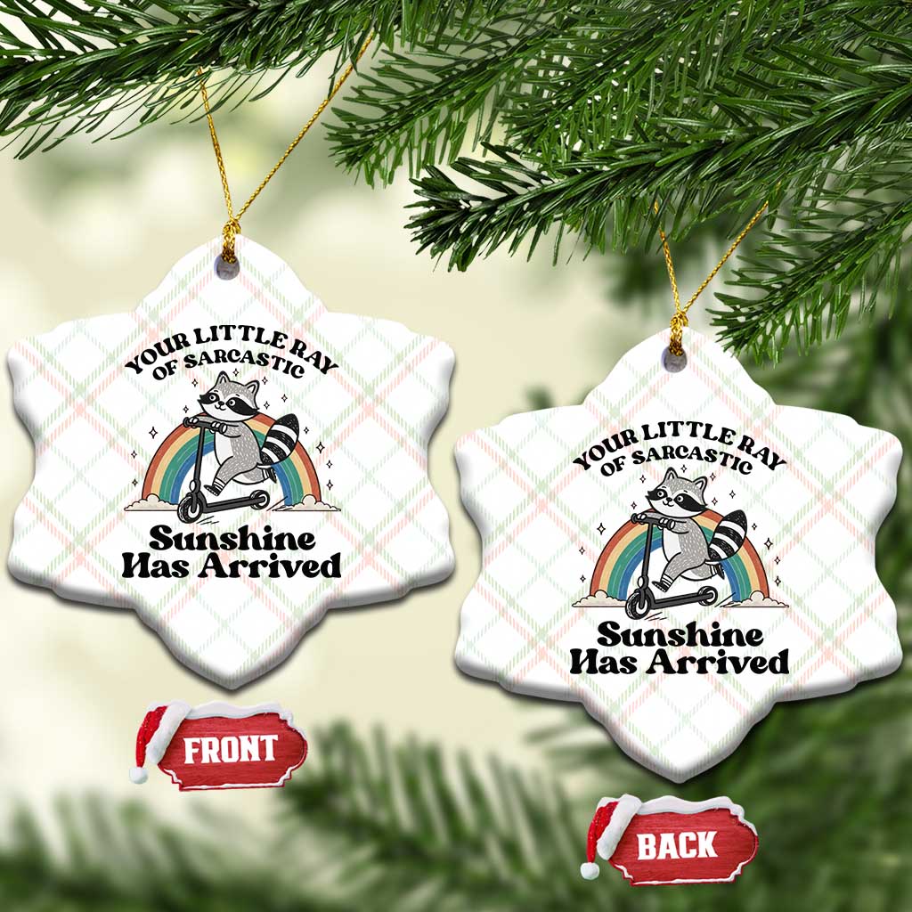 Funny Raccoon Rainbow Ceramic Ornament Your Little Ray Of Sarcastic Sunshine Has Arrived TS14 Print Your Wear