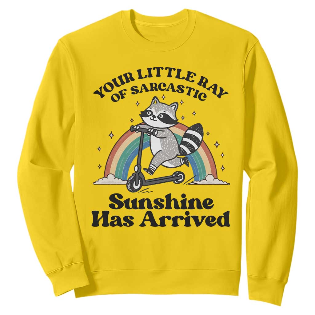 Funny Raccoon Rainbow Sweatshirt Your Little Ray Of Sarcastic Sunshine Has Arrived TS14 Daisy Print Your Wear