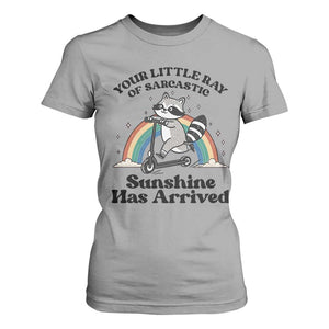 Funny Raccoon Rainbow T Shirt For Women Your Little Ray Of Sarcastic Sunshine Has Arrived TS14 Sport Gray Print Your Wear