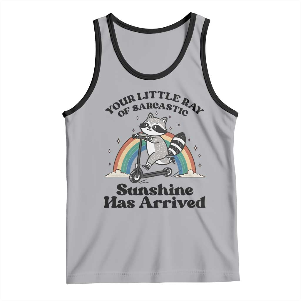 Funny Raccoon Rainbow Tank Top Your Little Ray Of Sarcastic Sunshine Has Arrived TS14 Athletic Heather Black Print Your Wear