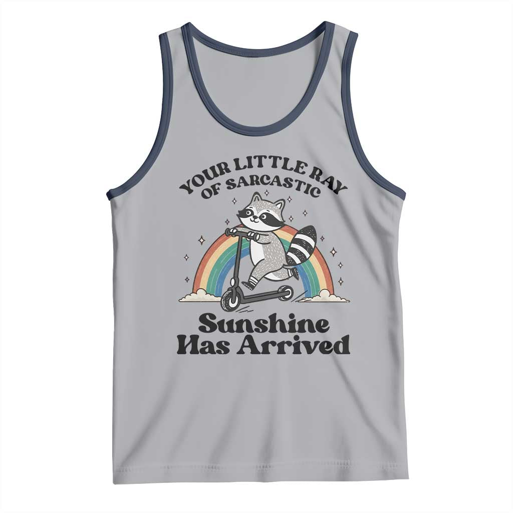 Funny Raccoon Rainbow Tank Top Your Little Ray Of Sarcastic Sunshine Has Arrived TS14 Athletic Heather Navy Print Your Wear