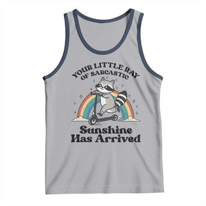 Funny Raccoon Rainbow Tank Top Your Little Ray Of Sarcastic Sunshine Has Arrived TS14 Athletic Heather Navy Print Your Wear