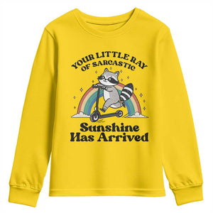 Funny Raccoon Rainbow Youth Sweatshirt Your Little Ray Of Sarcastic Sunshine Has Arrived TS14 Daisy Print Your Wear
