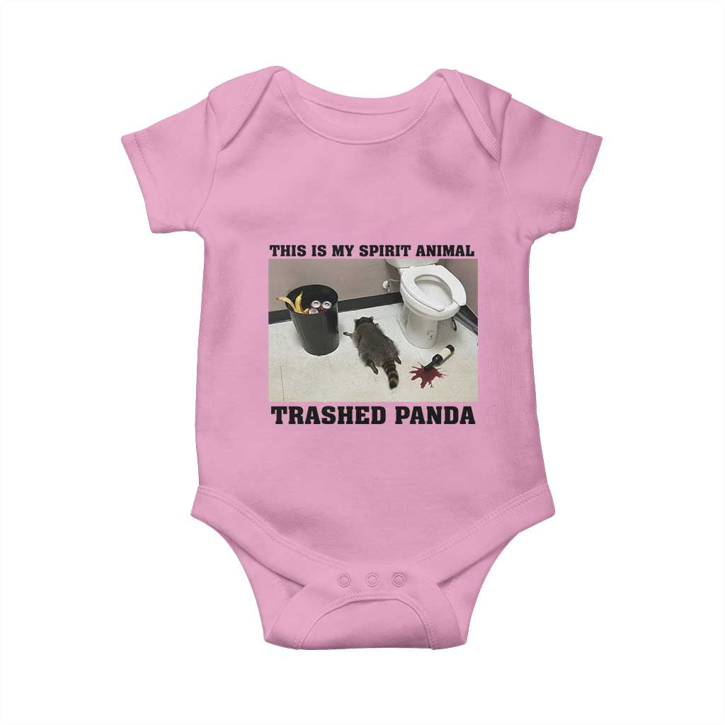 Trashed Panda Baby Onesie My Spirit Animal Funny Drunk Raccoon Meme TS14 Light Pink Print Your Wear