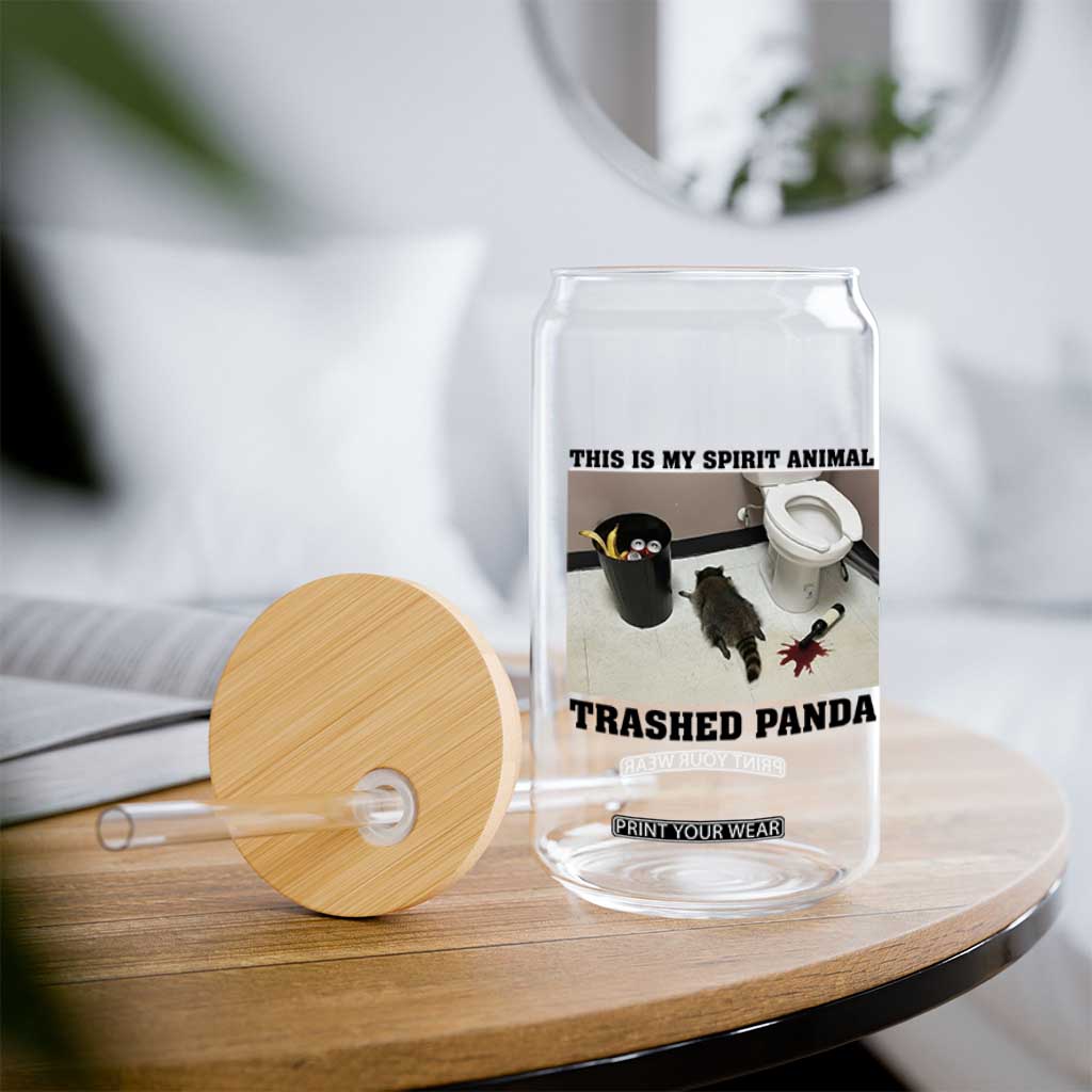 Trashed Panda Glass Can My Spirit Animal Funny Drunk Raccoon Meme TS14 Print Your Wear