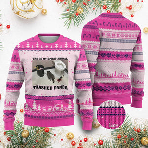 Trashed Panda Ugly Christmas Sweater My Spirit Animal Funny Drunk Raccoon Meme TS14 Hot Pink Print Your Wear