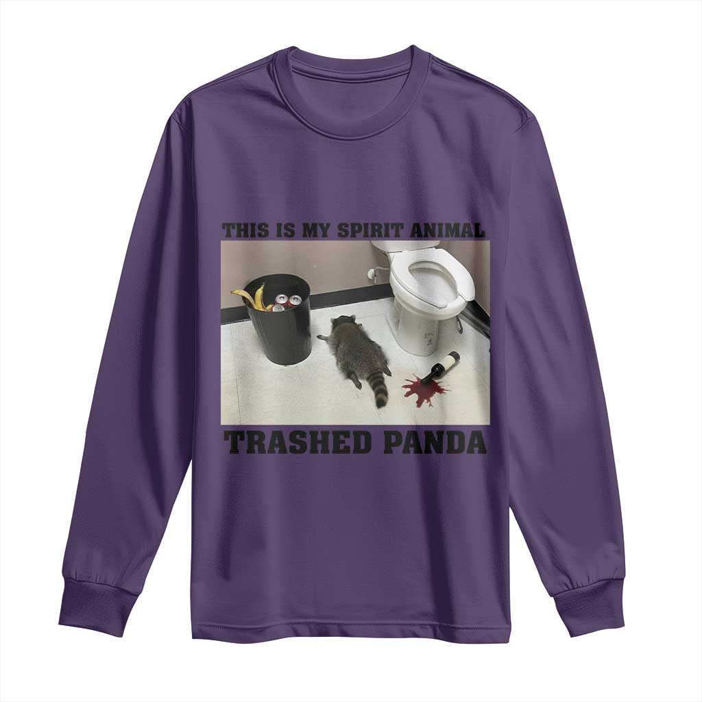 Trashed Panda Long Sleeve Shirt My Spirit Animal Funny Drunk Raccoon Meme TS14 Purple Print Your Wear