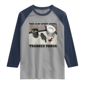 Trashed Panda Raglan Shirt My Spirit Animal Funny Drunk Raccoon Meme TS14 Sport Gray Navy Print Your Wear