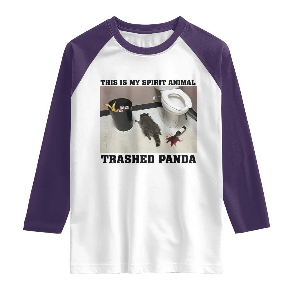 Trashed Panda Raglan Shirt My Spirit Animal Funny Drunk Raccoon Meme TS14 White Purple Print Your Wear