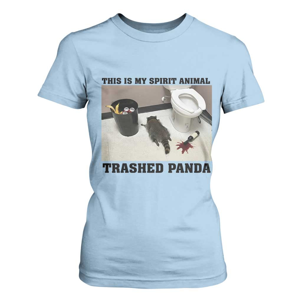 Trashed Panda T Shirt For Women My Spirit Animal Funny Drunk Raccoon Meme TS14 Light Blue Print Your Wear