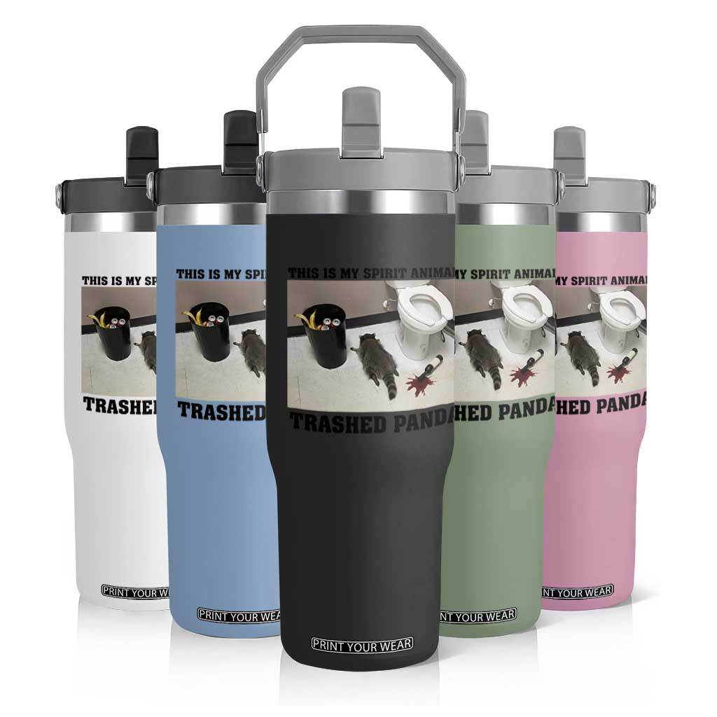 Trashed Panda Flip Straw Tumbler My Spirit Animal Funny Drunk Raccoon Meme TS14 Print Your Wear