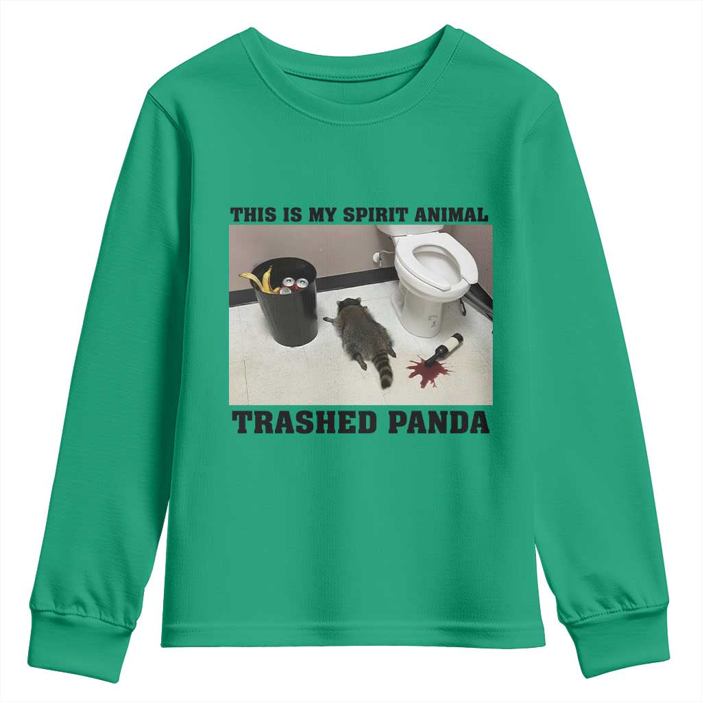 Trashed Panda Youth Sweatshirt My Spirit Animal Funny Drunk Raccoon Meme TS14 Irish Green Print Your Wear