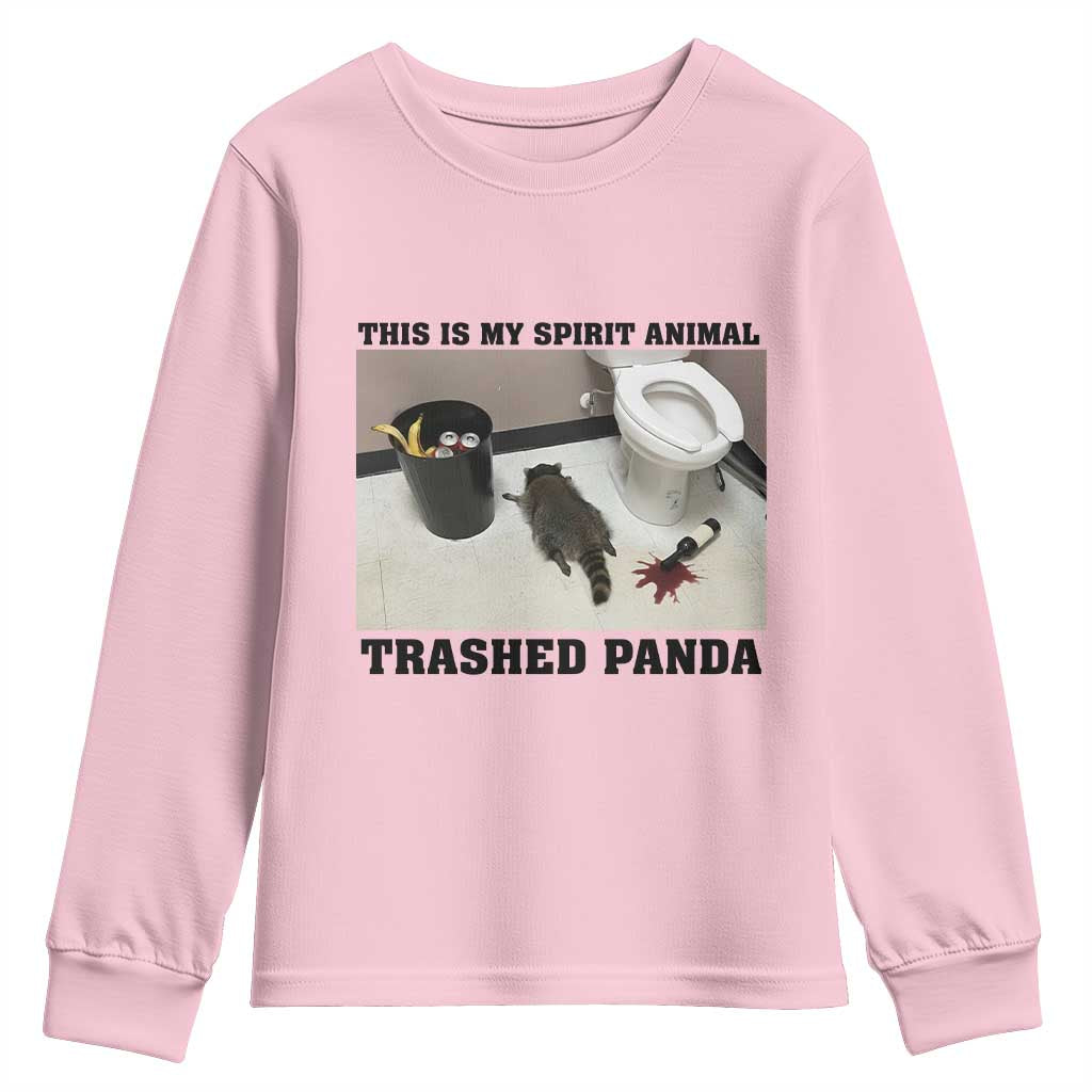 Trashed Panda Youth Sweatshirt My Spirit Animal Funny Drunk Raccoon Meme TS14 Light Pink Print Your Wear