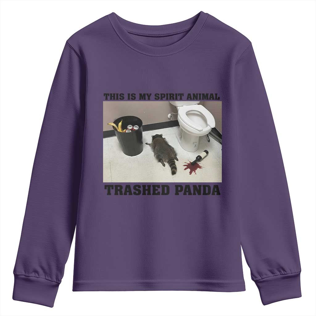 Trashed Panda Youth Sweatshirt My Spirit Animal Funny Drunk Raccoon Meme TS14 Purple Print Your Wear