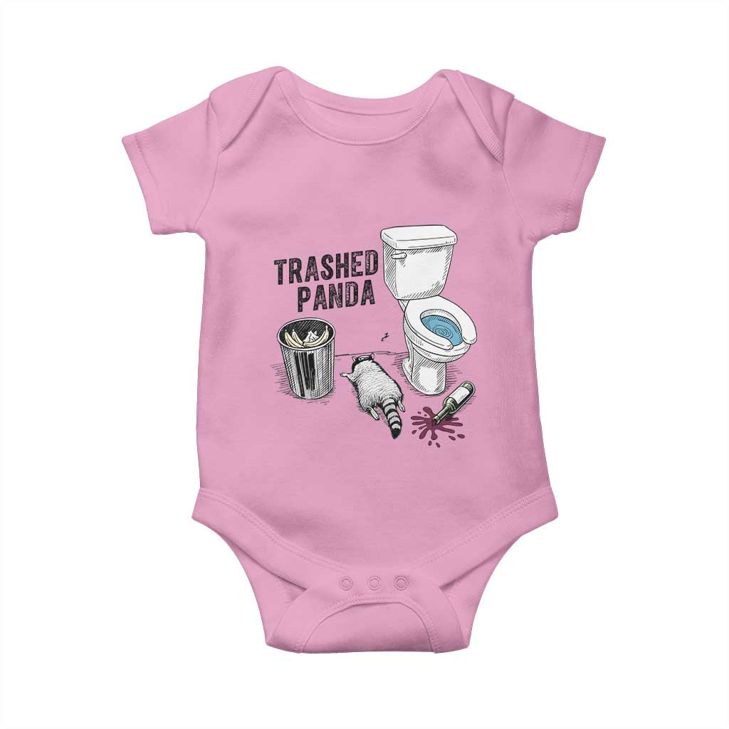 Trashed Panda Baby Onesie Funny Drunk Racoon Meme TS14 Light Pink Print Your Wear