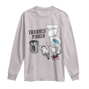 Trashed Panda Long Sleeve Shirt Funny Drunk Racoon Meme TS14 Ice Gray Print Your Wear