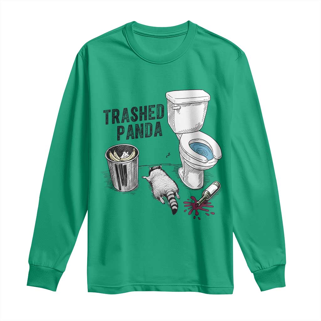Trashed Panda Long Sleeve Shirt Funny Drunk Racoon Meme TS14 Irish Green Print Your Wear