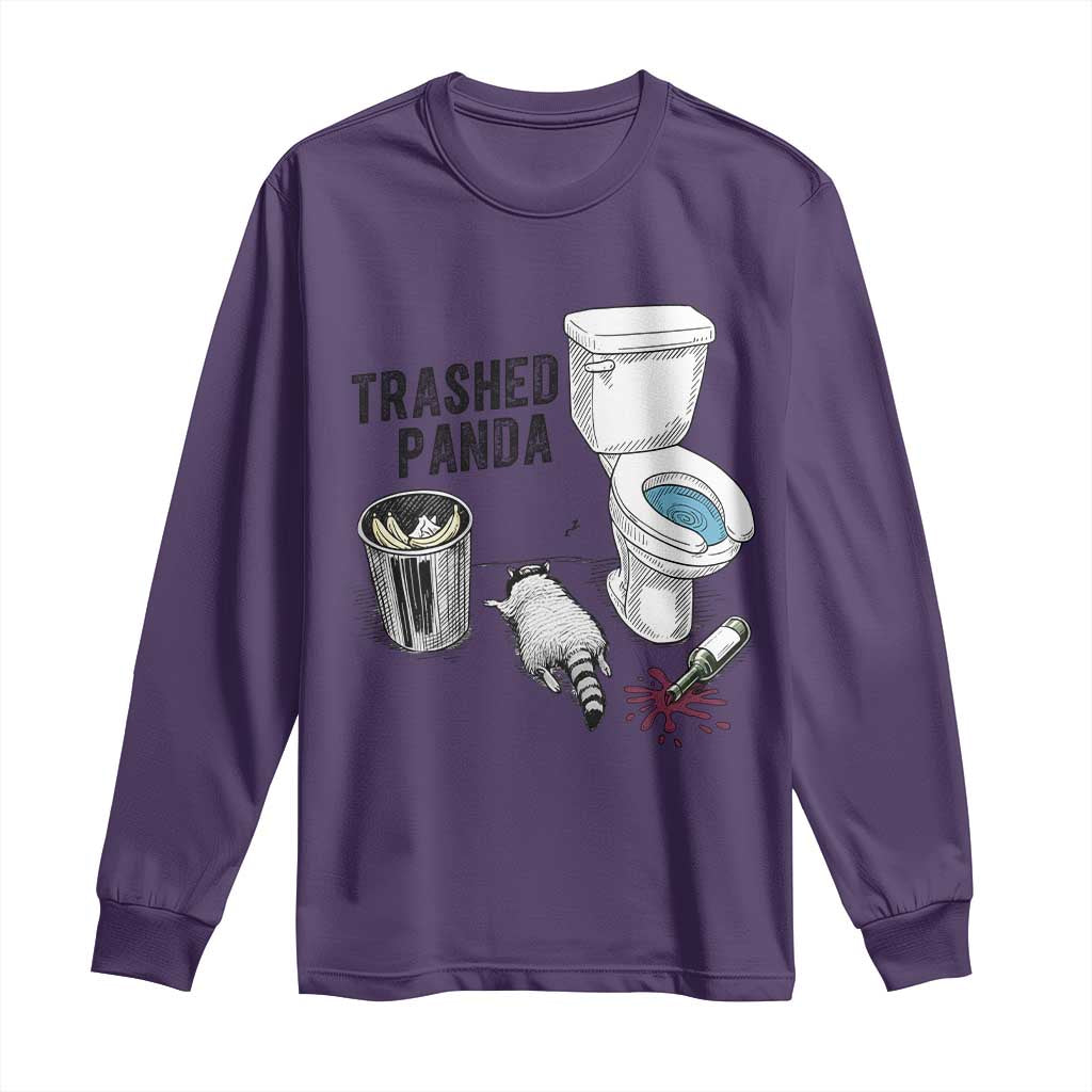 Trashed Panda Long Sleeve Shirt Funny Drunk Racoon Meme TS14 Purple Print Your Wear