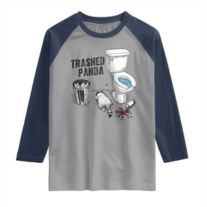 Trashed Panda Raglan Shirt Funny Drunk Racoon Meme TS14 Sport Gray Navy Print Your Wear