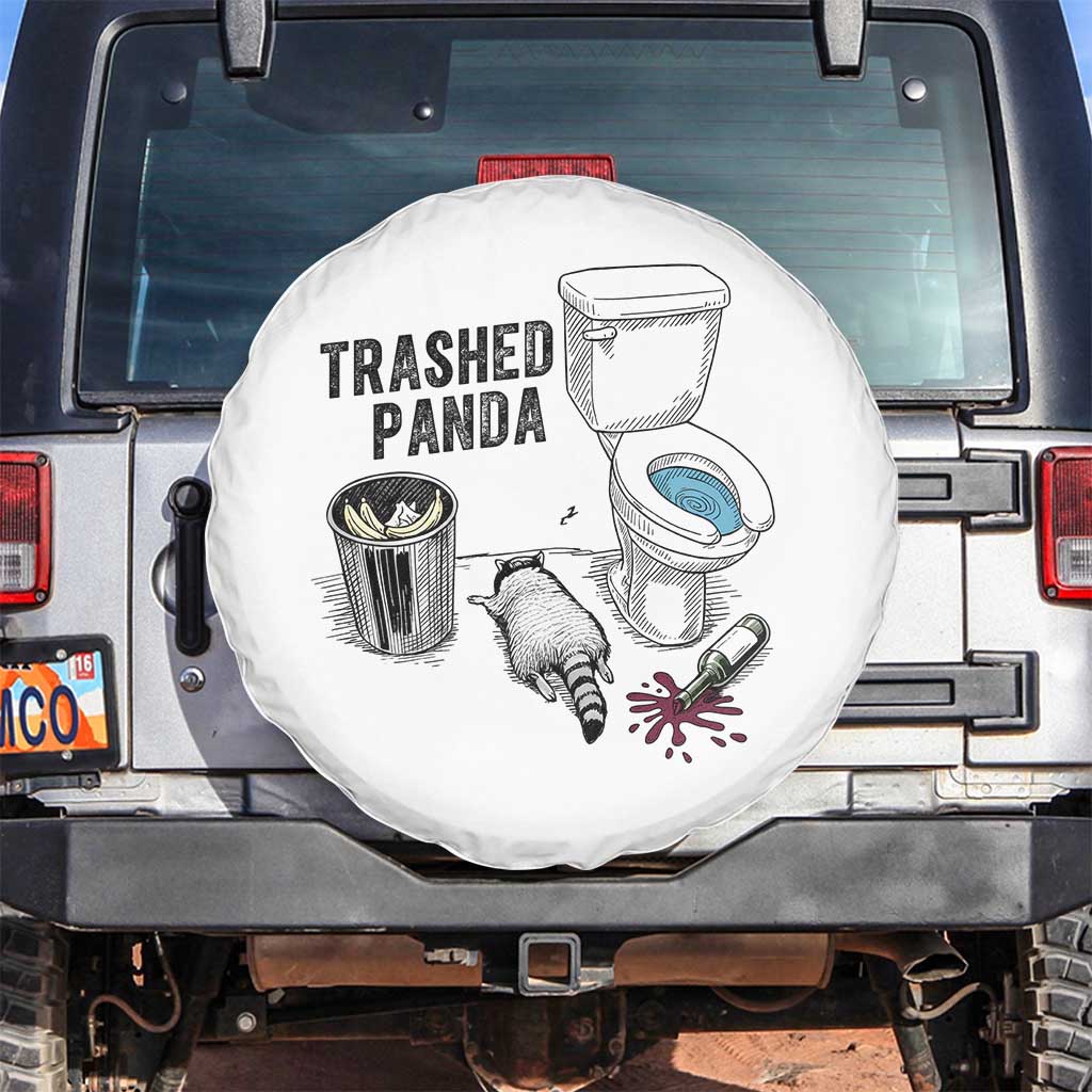 Trashed Panda Spare Tire Cover Funny Drunk Racoon Meme TS14 No hole White Print Your Wear