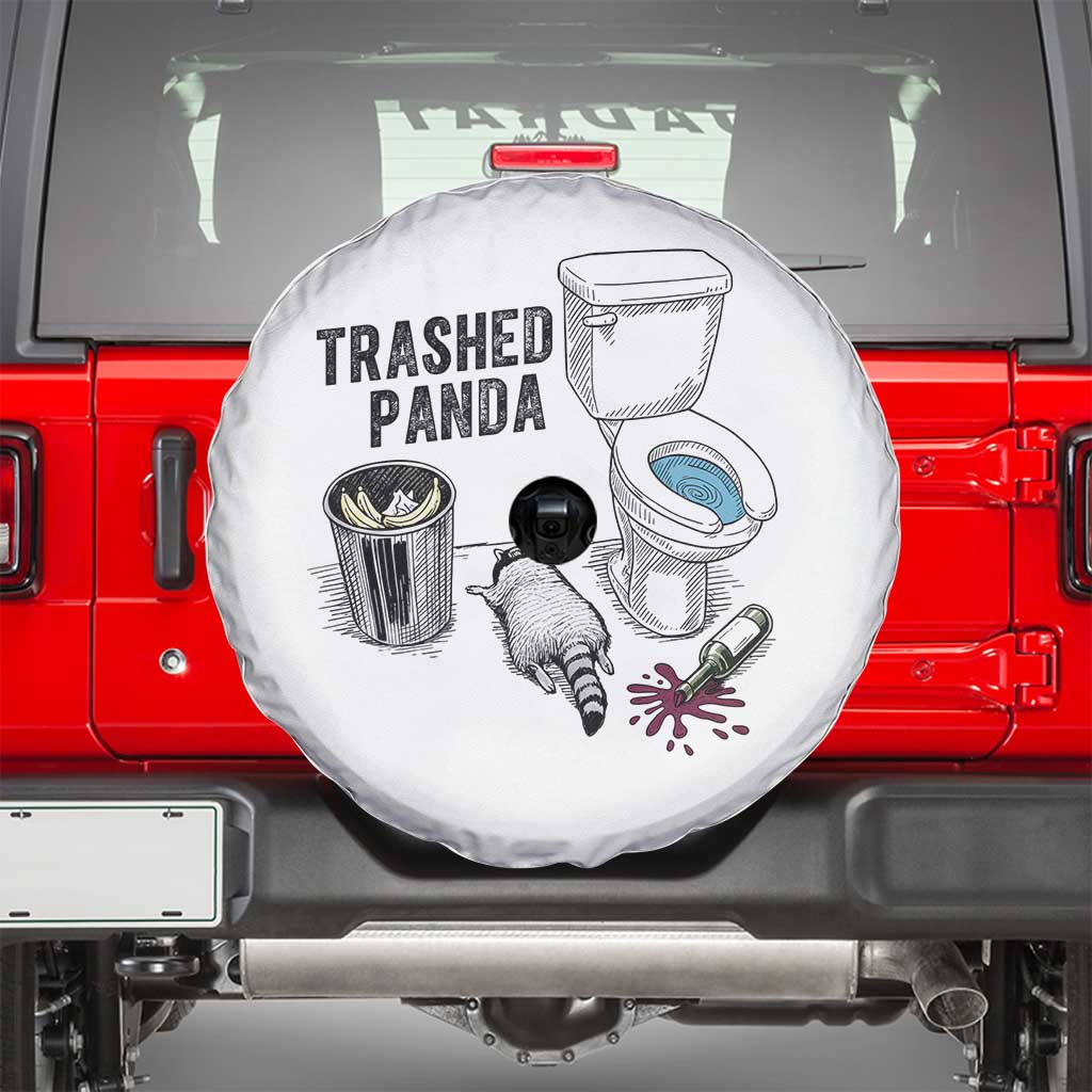 Trashed Panda Spare Tire Cover Funny Drunk Racoon Meme TS14 White Print Your Wear