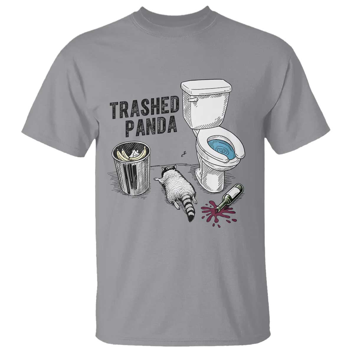 Trashed Panda T Shirt Funny Drunk Racoon Meme TS14 Sport Gray Print Your Wear