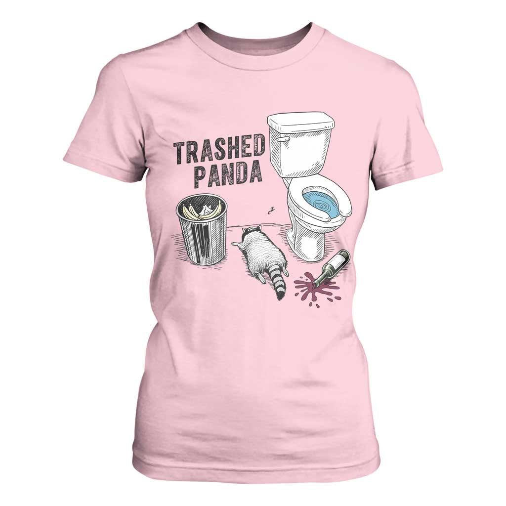 Trashed Panda T Shirt For Women Funny Drunk Racoon Meme TS14 Light Pink Print Your Wear
