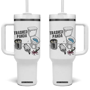 Trashed Panda Tumbler With Handle Funny Drunk Racoon Meme TS14 One Size: 40 oz White Print Your Wear