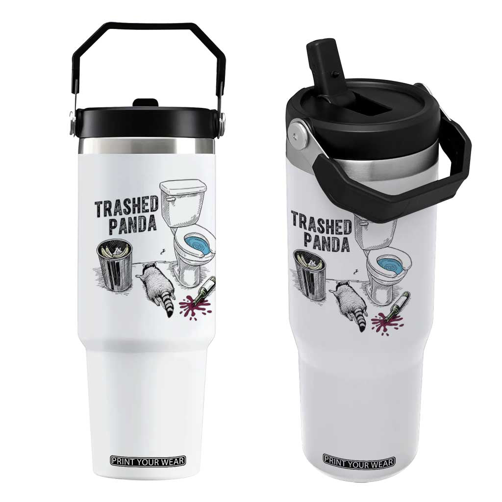 Trashed Panda Flip Straw Tumbler Funny Drunk Racoon Meme TS14 One Size: 30 oz White Print Your Wear