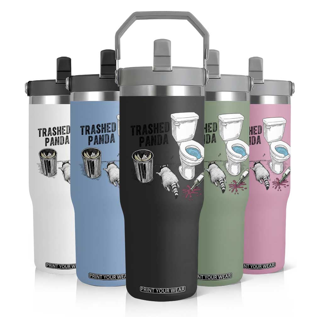 Trashed Panda Flip Straw Tumbler Funny Drunk Racoon Meme TS14 Print Your Wear