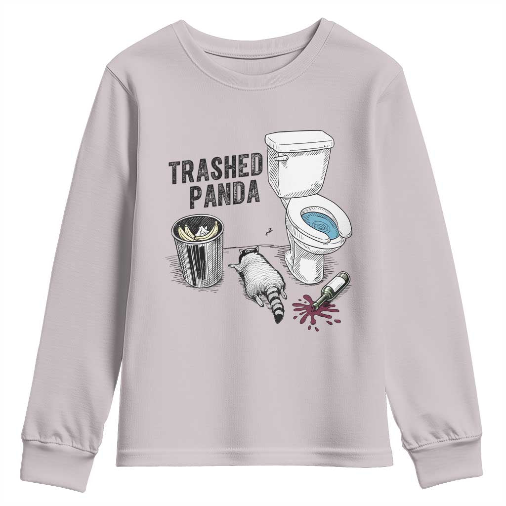 Trashed Panda Youth Sweatshirt Funny Drunk Racoon Meme TS14 Ice Gray Print Your Wear
