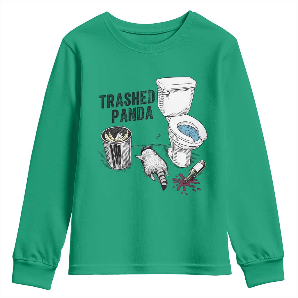 Trashed Panda Youth Sweatshirt Funny Drunk Racoon Meme TS14 Irish Green Print Your Wear
