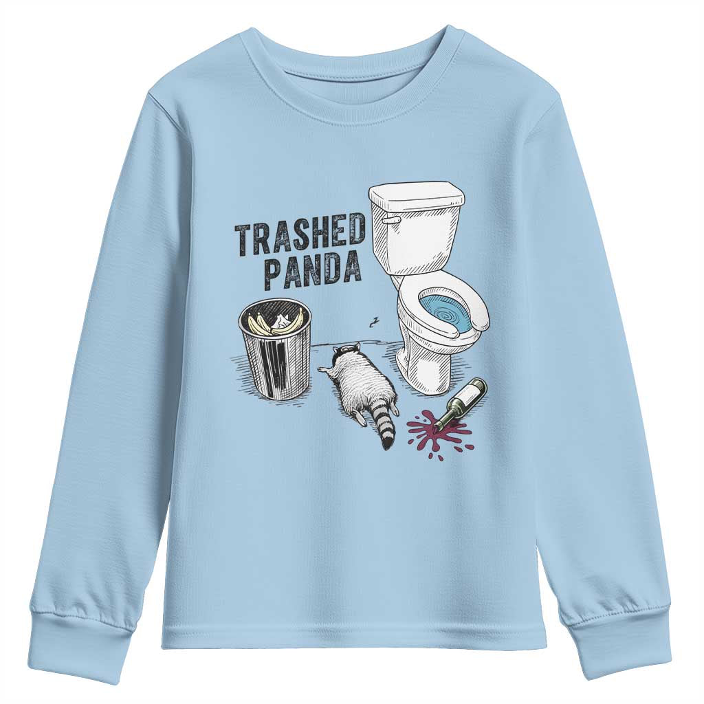 Trashed Panda Youth Sweatshirt Funny Drunk Racoon Meme TS14 Light Blue Print Your Wear