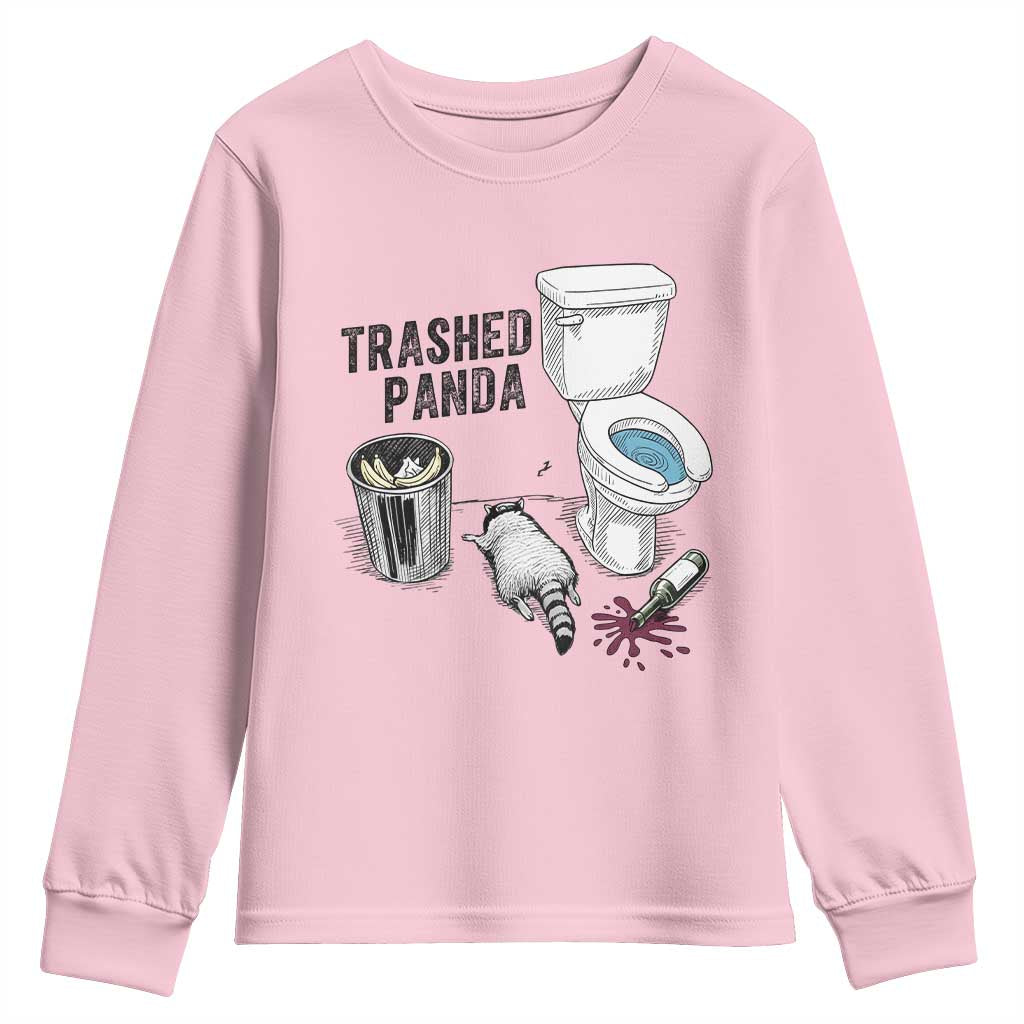 Trashed Panda Youth Sweatshirt Funny Drunk Racoon Meme TS14 Light Pink Print Your Wear
