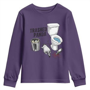 Trashed Panda Youth Sweatshirt Funny Drunk Racoon Meme TS14 Purple Print Your Wear