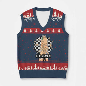 Marcus The Worm Meme V-Neck Knit Sweater Vest 67 Six Seven Gen Z Humor TS14 Navy Red Print Your Wear