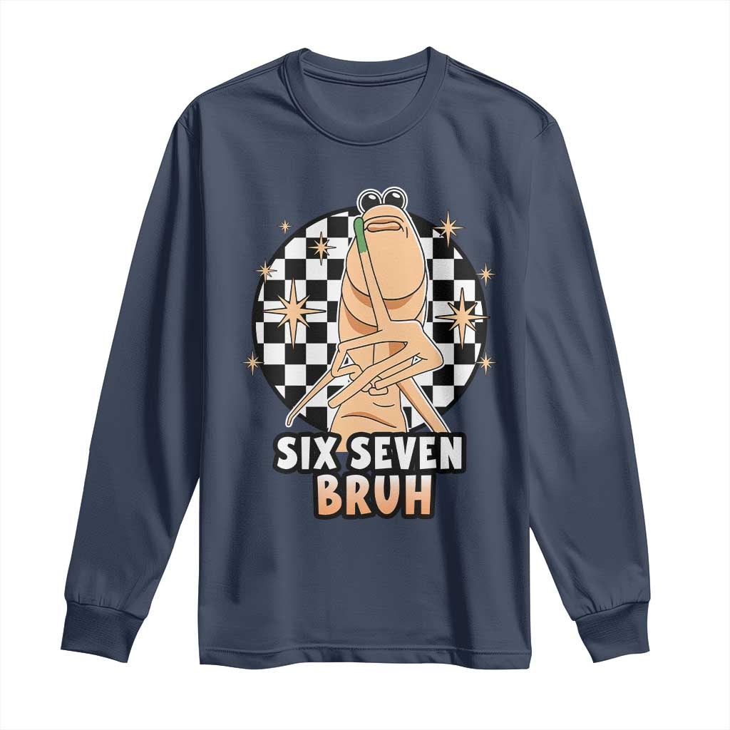 Marcus The Worm Meme Long Sleeve Shirt 67 Six Seven Gen Z Humor TS14 Navy Print Your Wear