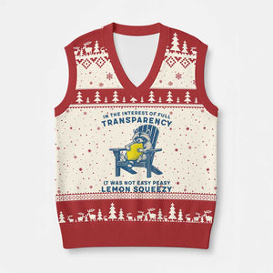 Funny Raccoon V-Neck Knit Sweater Vest In The Interest Of Full Transparency It Was Not Easy Peasy Lemon Squeezy TS14 Beige Red Print Your Wear