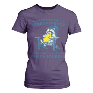 Funny Raccoon T Shirt For Women In The Interest Of Full Transparency It Was Not Easy Peasy Lemon Squeezy TS14 Purple Print Your Wear