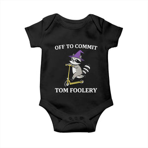 Funny Raccoon Scooter Meme Baby Onesie Off To Commit Tom Foolery TS14 Black Print Your Wear