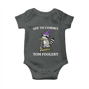 Funny Raccoon Scooter Meme Baby Onesie Off To Commit Tom Foolery TS14 Dark Heather Print Your Wear