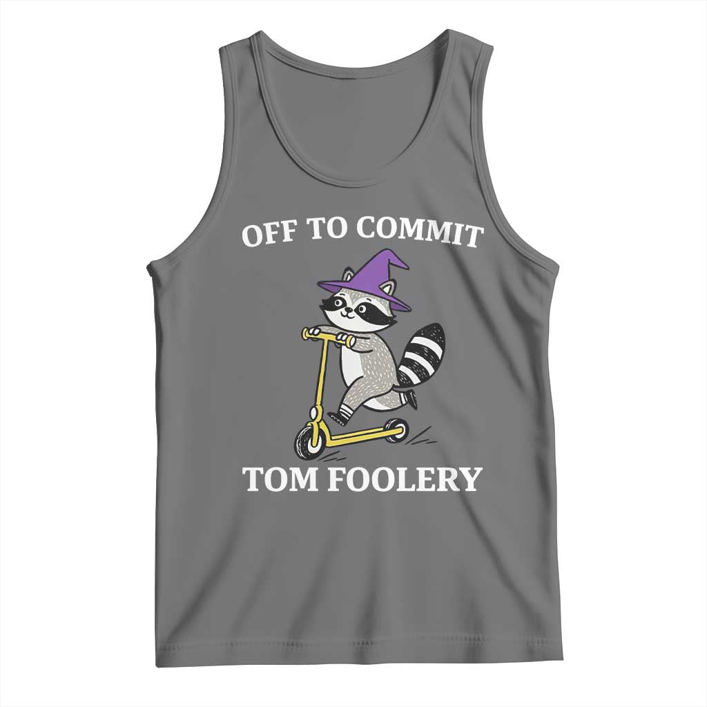 Funny Raccoon Scooter Meme Tank Top Off To Commit Tom Foolery TS14 Black Heather Print Your Wear