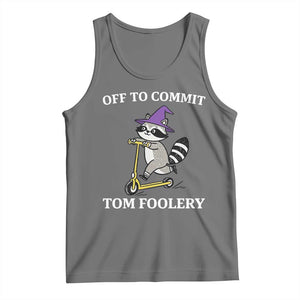 Funny Raccoon Scooter Meme Tank Top Off To Commit Tom Foolery TS14 Black Heather Print Your Wear
