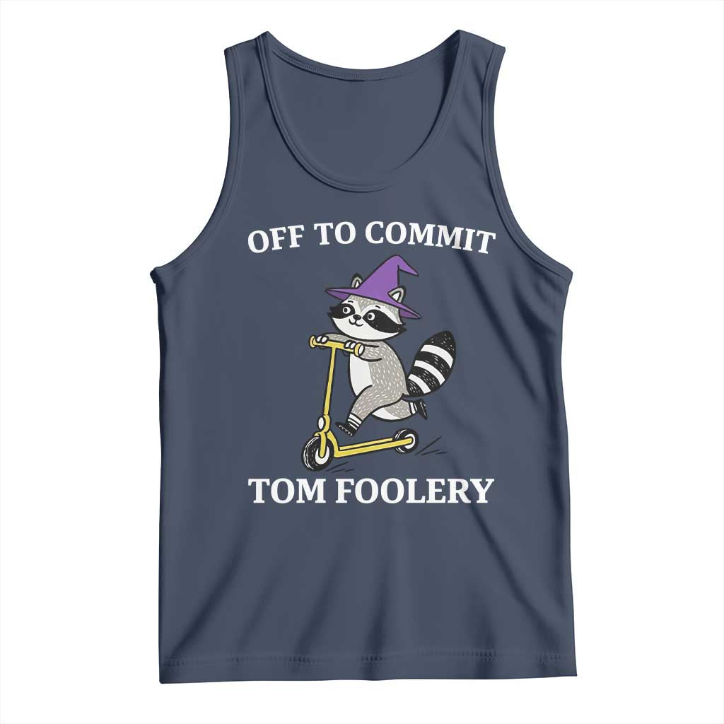 Funny Raccoon Scooter Meme Tank Top Off To Commit Tom Foolery TS14 Navy Print Your Wear