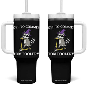 Funny Raccoon Scooter Meme Tumbler With Handle Off To Commit Tom Foolery TS14 One Size: 40 oz Black Print Your Wear