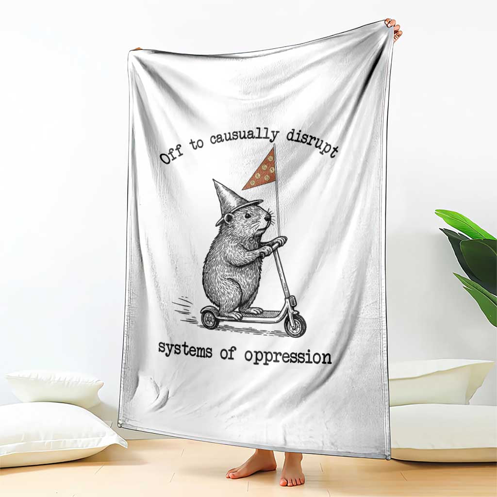 Funny Groundhog Scooter Meme Throw Blanket Off To Causually Disrupt System Of Oppression TS14 Print Your Wear